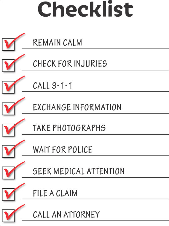 Auto Accident Checklist - What To Do Following a Car Crash