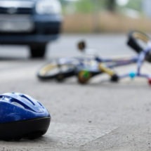 Close-up of a bicycle accident on the city street